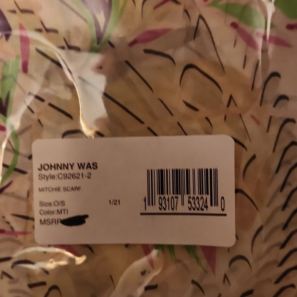 Johnny Was Multicolor Butterfly and Stripe Scarf - Picture 9 of 10